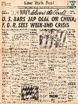1941 New York Post Roosevelt tells Japan to accept US peace