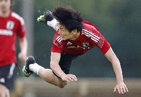 Football: Japan training for World Cup qualifier