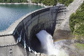 Annual water discharge begins at Kurobe Dam