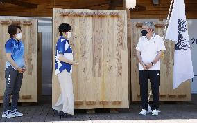 Tokyo Gov. Koike at athletes' village for Olympics