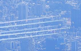 Blue Impulse flyover ahead of Tokyo Olympics opening ceremony