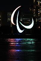 Paralympic three agitos symbol in Tokyo