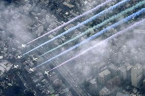 Blue Impulse flyover ahead of Tokyo Paralympics opening ceremony