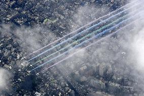 Blue Impulse flyover ahead of Tokyo Paralympics opening ceremony