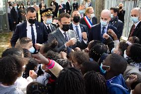Emmanuel Macron Visits A Primary School - Melun