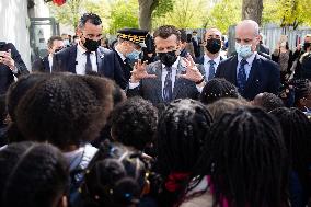 Emmanuel Macron Visits A Primary School - Melun
