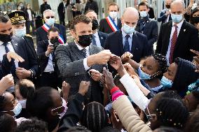 Emmanuel Macron Visits A Primary School - Melun