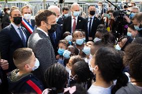 Emmanuel Macron Visits A Primary School - Melun