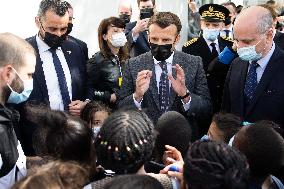 Emmanuel Macron Visits A Primary School - Melun