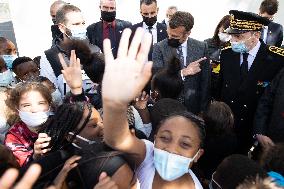 Emmanuel Macron Visits A Primary School - Melun