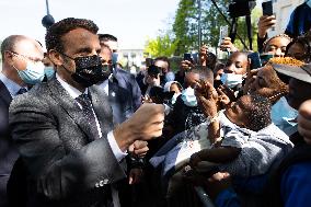 Emmanuel Macron Visits A Primary School - Melun