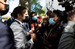 Emmanuel Macron Visits A Primary School - Melun