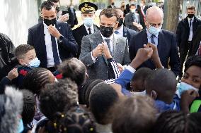 Emmanuel Macron Visits A Primary School - Melun