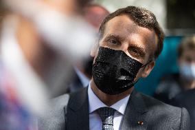 Emmanuel Macron Visits A Primary School - Melun