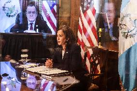 Vice President Harris holds a virtual bilateral meeting with Guatemalan President