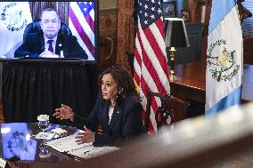 Vice President Harris holds a virtual bilateral meeting with Guatemalan President