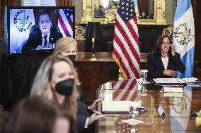 Vice President Harris holds a virtual bilateral meeting with Guatemalan President