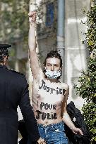 A Women Protests During Eric Dupond-Moretti Visit - Bordeaux