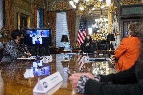 US Vice President Kamala Harris meets with labor leaders