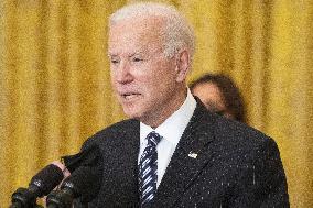 US President Joe Biden delivers remarks on the state of COVID-19 vaccinations