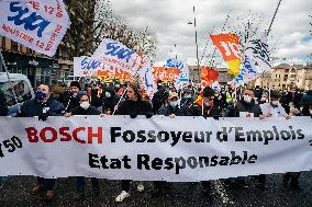 Protest By Bosch Employees Against Layoffs - Rodez