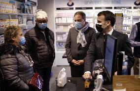 President Macron Visit To A Pharmacy - Valenciennes