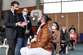 President Macron Visits a Vaccination Center - Valenciennes