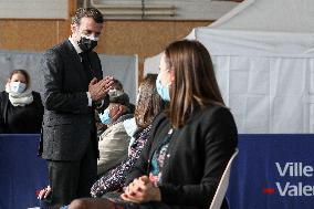 President Macron Visits a Vaccination Center - Valenciennes