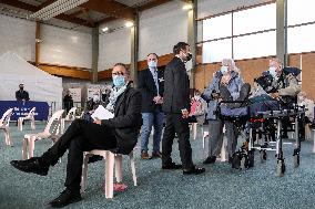 President Macron Visits a Vaccination Center - Valenciennes