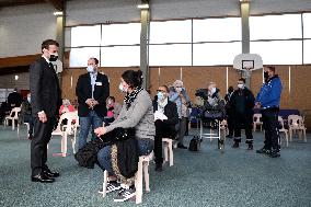 President Macron Visits a Vaccination Center - Valenciennes