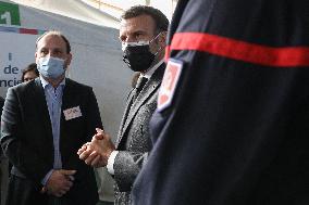 President Macron Visits a Vaccination Center - Valenciennes