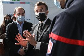 President Macron Visits a Vaccination Center - Valenciennes