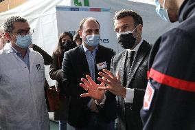 President Macron Visits a Vaccination Center - Valenciennes