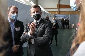 President Macron Visits a Vaccination Center - Valenciennes