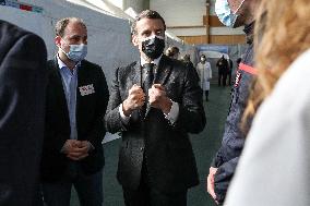 President Macron Visits a Vaccination Center - Valenciennes