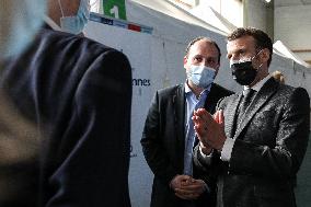 President Macron Visits a Vaccination Center - Valenciennes