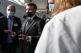 President Macron Visits a Vaccination Center - Valenciennes