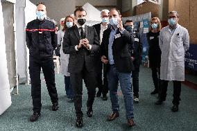 President Macron Visits a Vaccination Center - Valenciennes