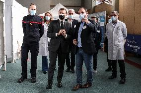 President Macron Visits a Vaccination Center - Valenciennes