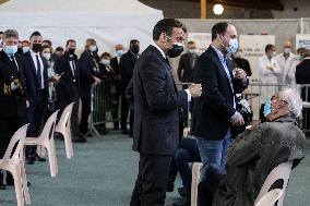 President Macron Visits a Vaccination Center - Valenciennes