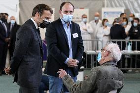 President Macron Visits a Vaccination Center - Valenciennes