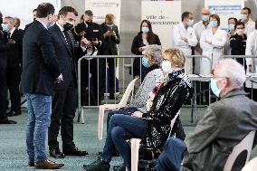 President Macron Visits a Vaccination Center - Valenciennes