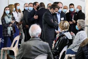 President Macron Visits a Vaccination Center - Valenciennes