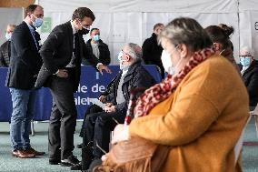 President Macron Visits a Vaccination Center - Valenciennes