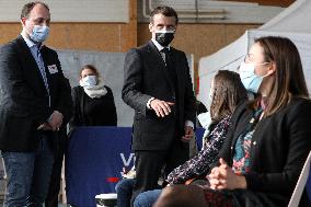 President Macron Visits a Vaccination Center - Valenciennes