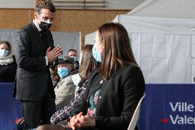 President Macron Visits a Vaccination Center - Valenciennes