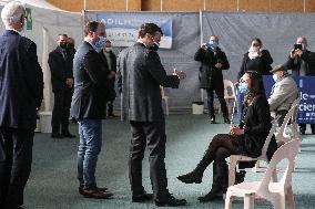 President Macron Visits a Vaccination Center - Valenciennes