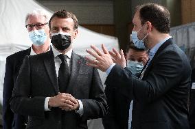 President Macron Visits a Vaccination Center - Valenciennes