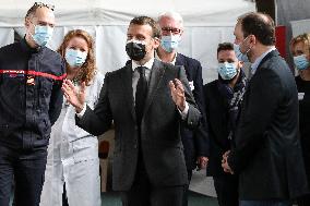 President Macron Visits a Vaccination Center - Valenciennes