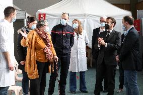 President Macron Visits a Vaccination Center - Valenciennes